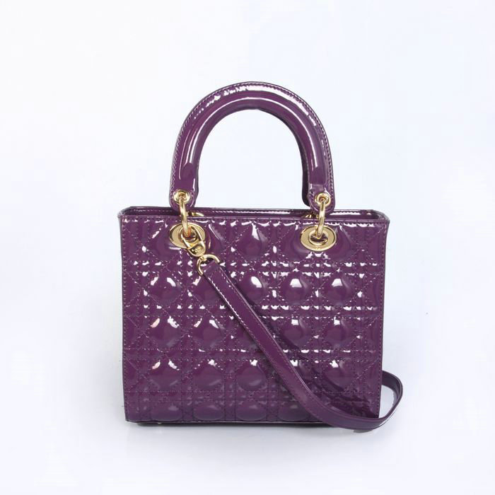 replica jumbo lady dior patent leather bag 6322 purple with gold